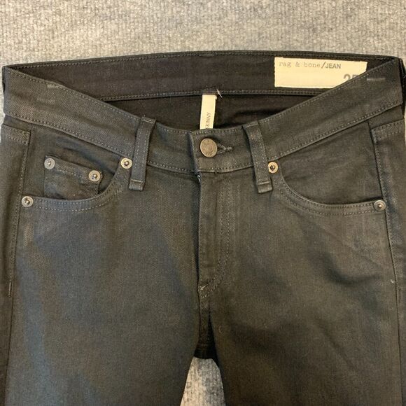 Rag & Bone Jeans Womens 25 Coated Black Stretch Denim Skinny Ankle Cotton Blend - Picture 3 of 11